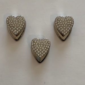 Heart Shaped Rhinestone Jewelry / Necklace Hooks with Adhesive Backing Set of 3